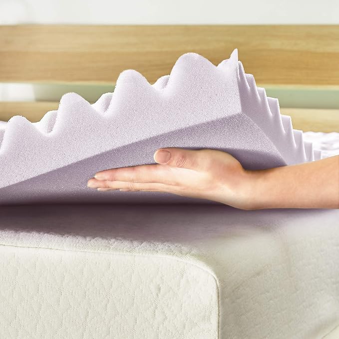 Mellow 3 Inch 5-Zone Memory Foam Mattress Topper, Soothing Lavender Infusion, Dorm Essentials, Twin