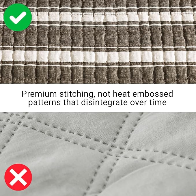 King Size Quilt-Lightweight Bedspreads Brown King Quilt Bedding Set | Reversible Coverlet with 2 Shams for All Seasons, Suitable for Bed, Couch, 3 Pieces, 106"x94"