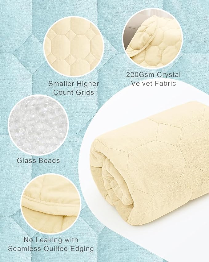 Cottonblue Small Weighted Lap Blanket 5lbs for Adults Teens 29"x33",Beige | Luxury Crystal Velvet Weighted Blanket Pad, Washable Portable Travel Blankets for Sleeping Relaxation All Season, Washable