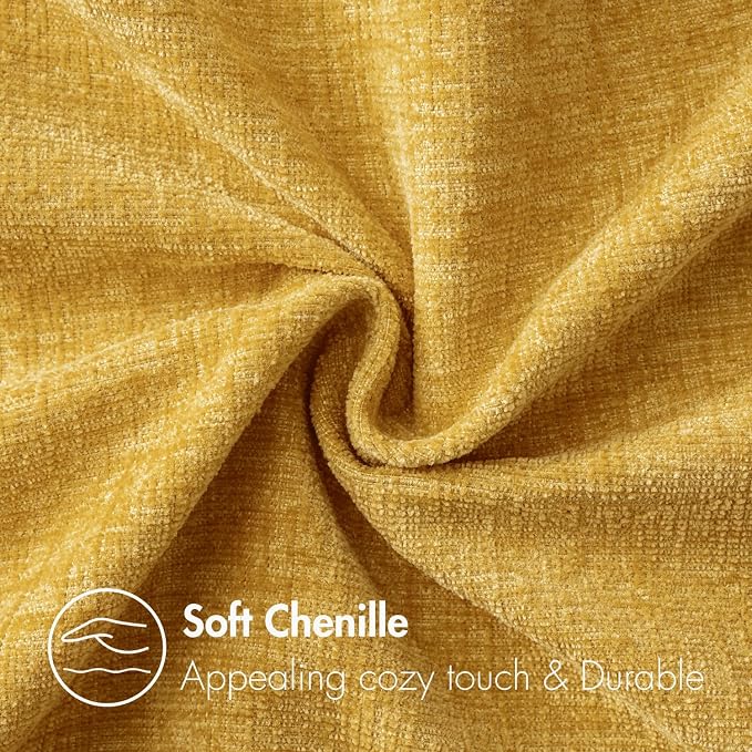 MIULEE Soft Chenille Throw Pillow Covers Mustard Yellow 20x20 Pack of 2 | Modern Home Decor, Classic Decorative Pillows, Solid Dyed Cases, Boho Couch Cushion Covers for Sofa Bed Living Room