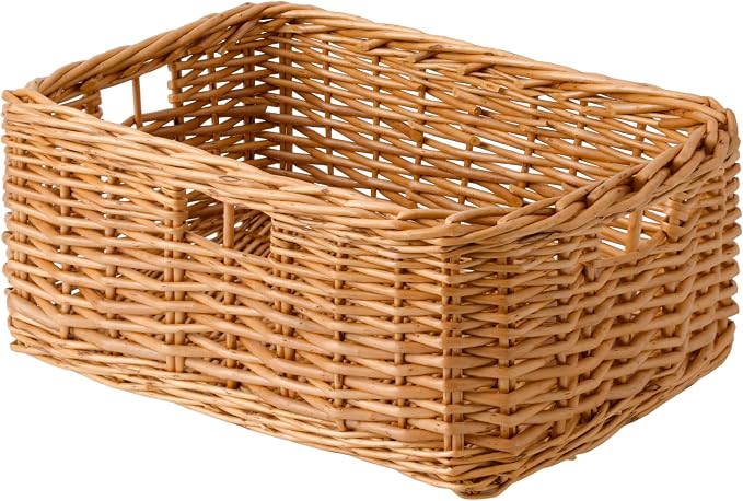 StorageWorks Pantry Baskets, Willow Storage Baskets for Organizing, Shelves, Pantry Organizers and Storage, Brown, 15" L x 11" W x 6 ¾"H