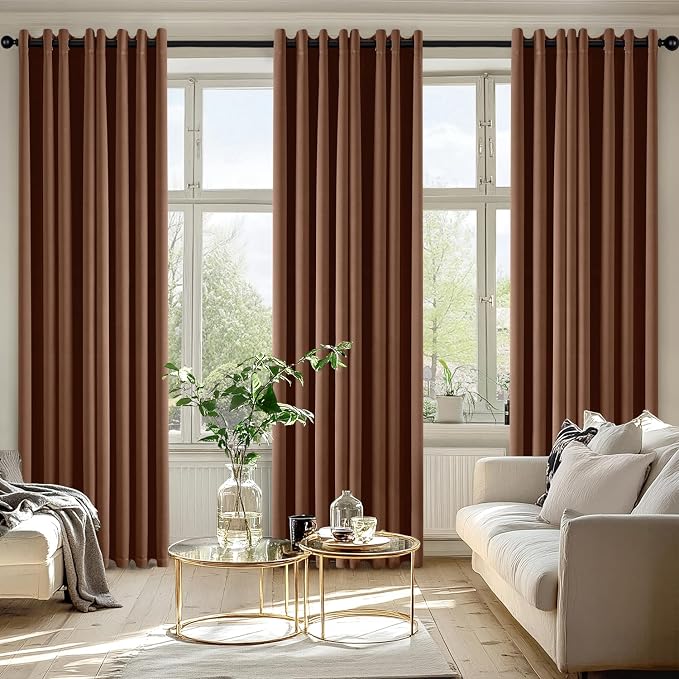 MIULEE Blackout Curtains for Bedroom 2 Panels 50 x 84 Inch Long Mocha Brown | Thermal Insulated, Living Room Darkening Grommet Drapes, Noise Reducing, Light Blocking Window Treatments