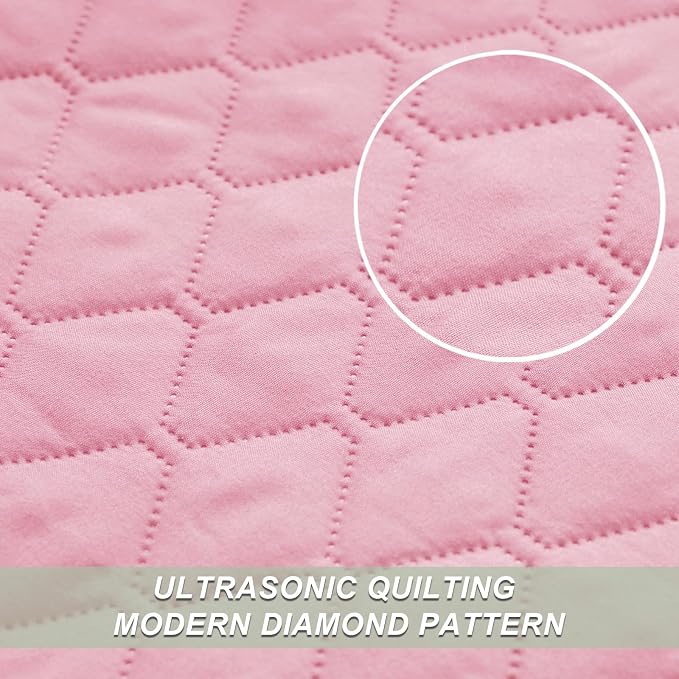 Exclusivo Mezcla Reversible King Size Quilt Bedding Set, Bright Pink | Lightweight Bedspreads with 2 Pillow Shams, Soft Microfiber, All Season Bed Coverlets for Bedroom Guest Room, 104x96 Inch