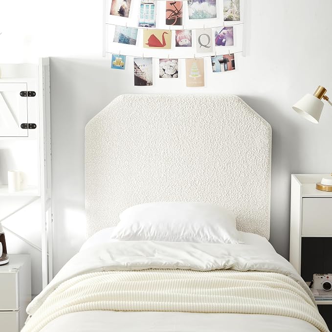 DormCo Tavira Allure® Boucle Dorm Headboard with Legs - Taupe Cream