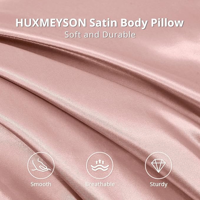 Body Pillow with Satin Pillowcase, Body Pillow for Adults, Pink | 20"x54", Removable Cover, OEKO-TEX Certified Down Alternative Filling,Washing Machine