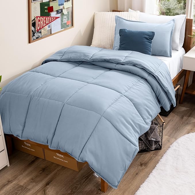 Bare Home Comforter Set - 1800 Ultra Soft (Twin/Twin XL, Dusty Blue) | All-Season, Breathable, Hypoallergenic, Premium 1800, Warm, Cozy