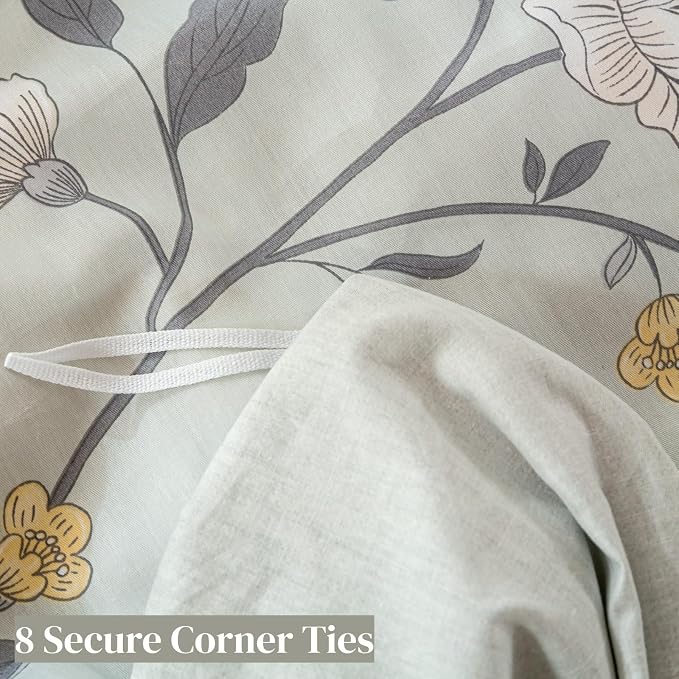 OAITE Twin Duvet Cover Set 3pcs 100% Cotton with Vintage Peony Floral | Soft, Breathable,Long-lasting,Comfort,Hidden Zipper,8 Corner Ties,Easy Care for All Season