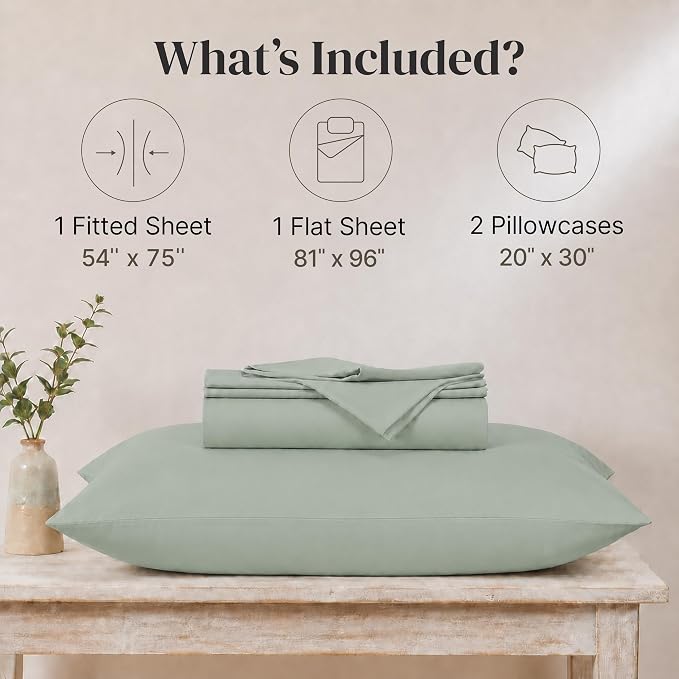 Modern Threads Soft Microfiber Solid Sheets - Luxurious Microfiber Bed Sheets - Includes Flat Sheet, Fitted Sheet with Deep Pockets, & Pillowcases Seafoam Full