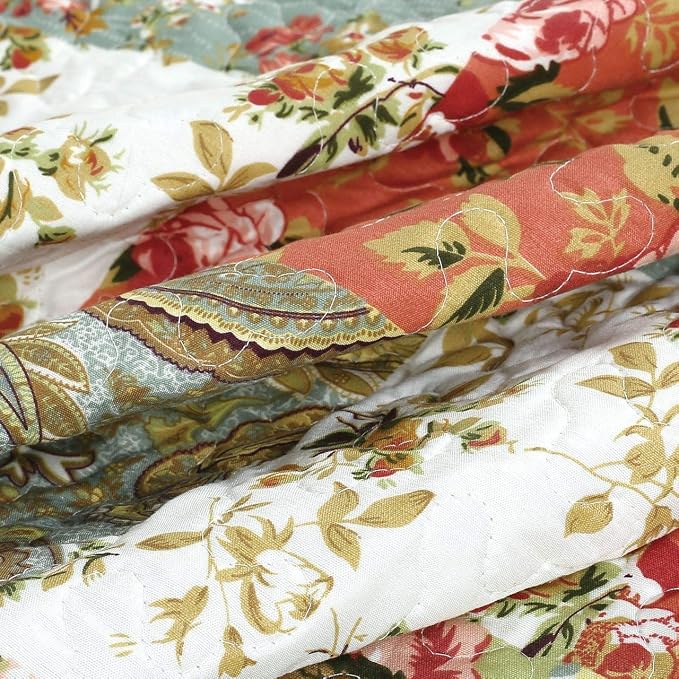 Legacy Decor 3 PCS Paisley Reversible All Season Bedspread Quilt Coverlet Oversize Queen Size