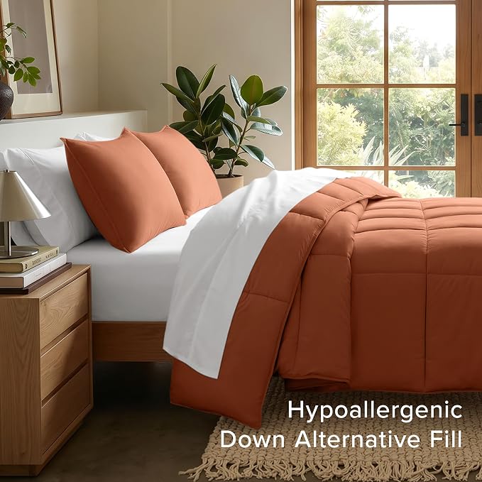 Bare Home Full Comforter Set - 1800 Ultra Soft (Full, Terracotta) | All-Season, Breathable, Hypoallergenic, Premium 1800, Warm, Cozy