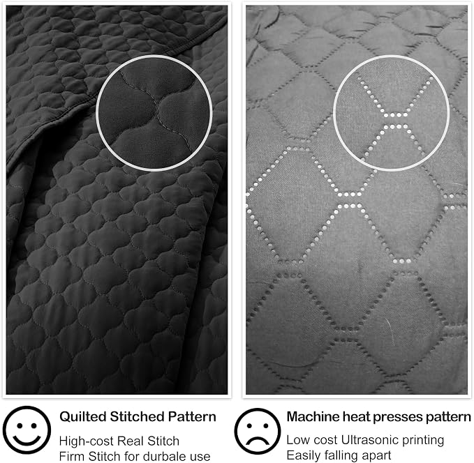 HORIMOTE HOME Quilt Set Twin Size, Black Bedspread with Clouds Pattern, Soft Coverlet Set Lightweight Microfiber Quilted Bedspread for All Season, Includes 1 Quilt and 1 Pillow Sham