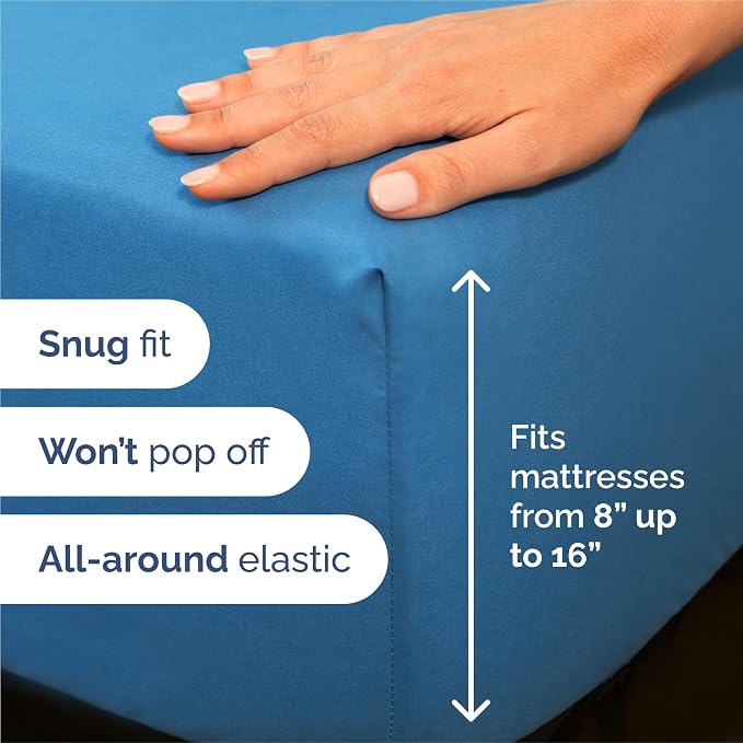 King Size 4 Piece Sheet Set - Breathable & Cooling Sheets - Denim Blue | Hotel Luxury Bed Sheets for Women & Men, Deep Pockets, Easy-Fit, Extra Soft and Wrinkle Free Sheets, Oeko-Tex Bed Sheet Set