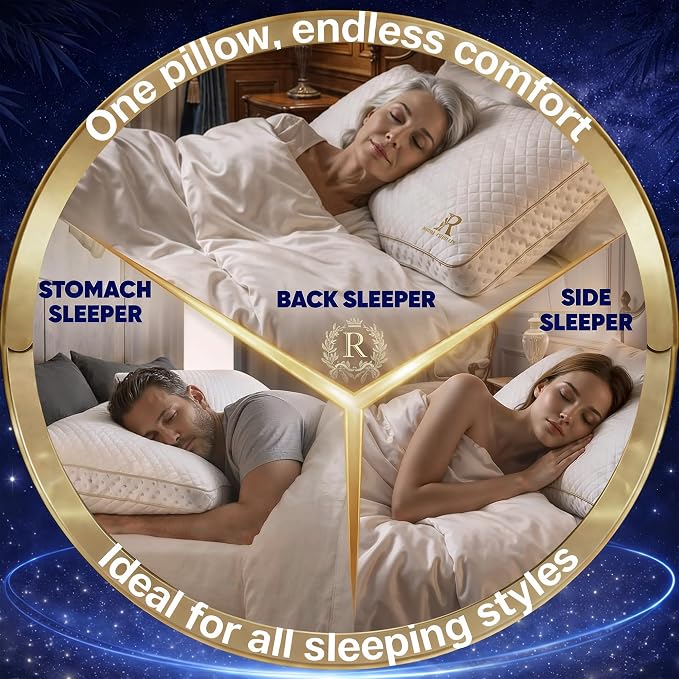 Royal Therapy 4-Pack King Memory Foam Pillow, Adjustable Shredded Odor-Free Bed Pillow for Neck & Shoulder Pain Relief, Breathable Support for Back, Stomach, Side Sleepers, AirFlowPRO