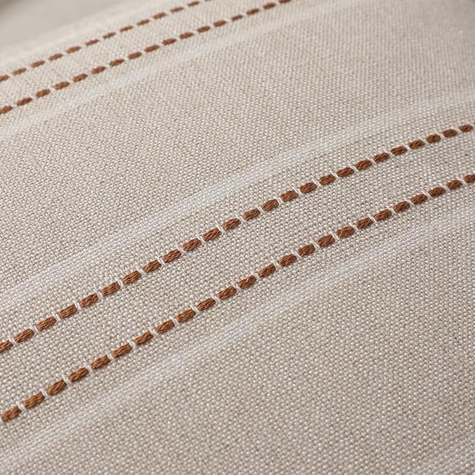 Hckot Caramel Throw Pillow Covers 22x22 Set of 2 Fall Pillow Covers | Textured Linen Striped Decorative Pillows Square Cushion Covers for Sofa Couch Bed Living Room Farmhouse Decor