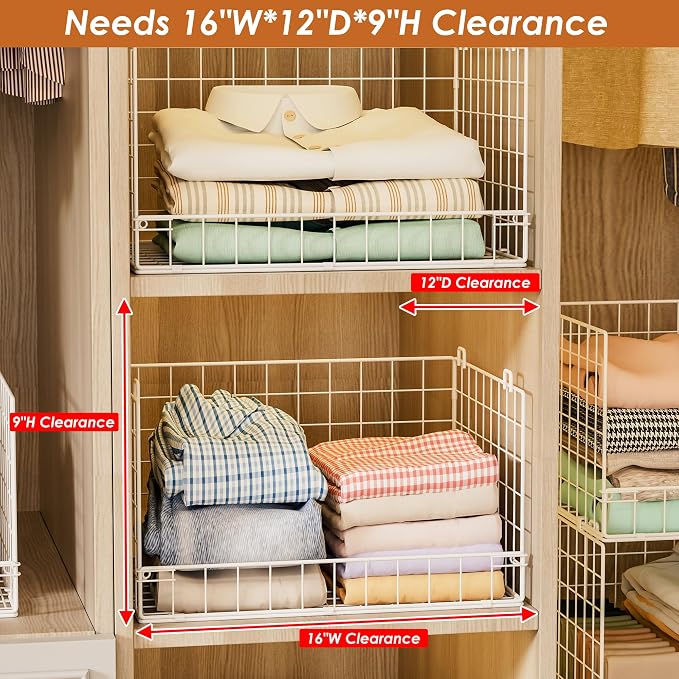 Yociyoga 8-Tier Stackable Closet Organizers and Storage Shelves, Foldable Closet Shelf Organizer, Stackable Storage Bins Drawers for Closet Organizer System, White(Patent No. 30022416)
