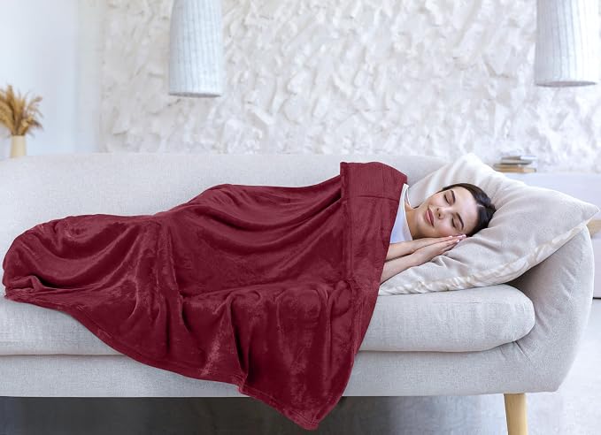 Utopia Bedding Soft Fleece Bed Blanket Queen Size Burgundy (90x90 Inch) | Microfiber Plush Warm Lightweight Breathable Cozy Blanket Anti-Static, All Season Use, Gift for Women and Men