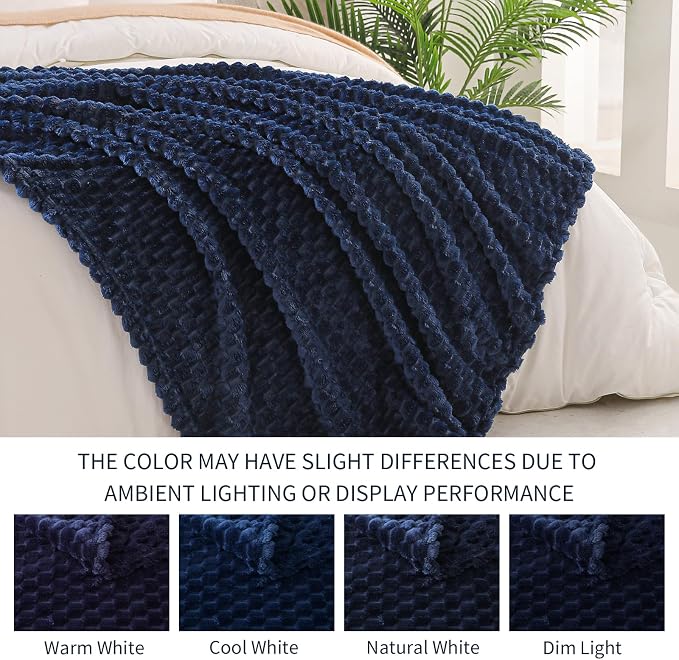 Exclusivo Mezcla 3D Fleece Twin Size Blanket for Bed, Navy Blue | Extra Soft Fuzzy Plush Lightweight Bed Blankets, Cozy Fluffy Decorative Blankets for All Seasons, 60x80 Inches