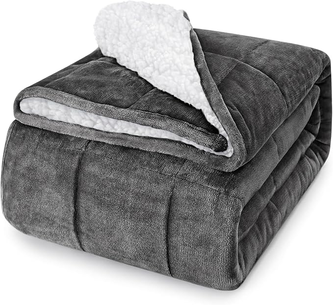 yescool Weighted Blanket for Adults (15 lbs, 60" x 80", Medium Gray) Heavy Blanket for Sleeping Perfect for 140-160 lbs, Queen Size Breathable Blanket with Premium Glass Bead, Machine Washable