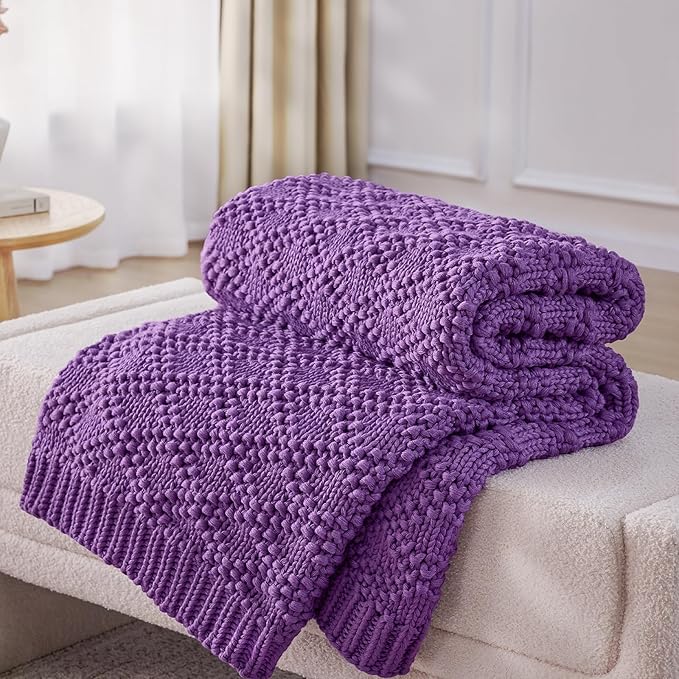 Anysay Knitted Weighted Blanket for Adult,Chunky Knit Throw 60''*80'' 20lbs | Cooling Weighted Blanket for Sleep Breathable Machine Washable Fall Heavy Blanket for Room Decor(Queen）