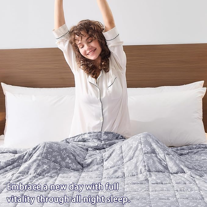 yescool 25 lbs Weighted Blanket Queen Size for Adults (60”x 80”, Dove Grey) Cooling Heavy Blanket for Sleeping Perfect for 240-260 lbs, Winter Thick Breathable Blanket with Premium Glass Bead
