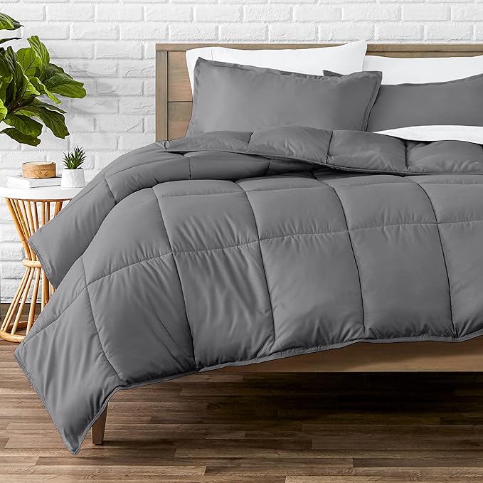 Bare Home Comforter Set - 1800 Ultra Soft (King/Cal King, Grey) | All-Season, Breathable, Hypoallergenic, Premium 1800, Warm, Cozy