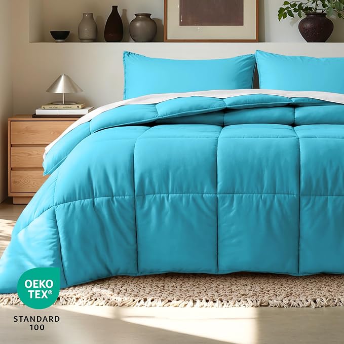Bare Home Comforter Set - 1800 Ultra Soft (Twin/Twin XL, Aqua) | All-Season, Breathable, Hypoallergenic, Premium 1800, Warm, Cozy