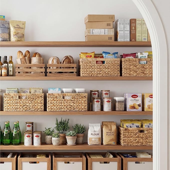 StorageWorks Wicker Baskets for Storage, Wicker Storage Baskets, 1-Pack | Water Hyacinth Wicker Storage Baskets for Shelves, Large Wicker Baskets for Organizing, Woven Basket for Storage,Large Basket