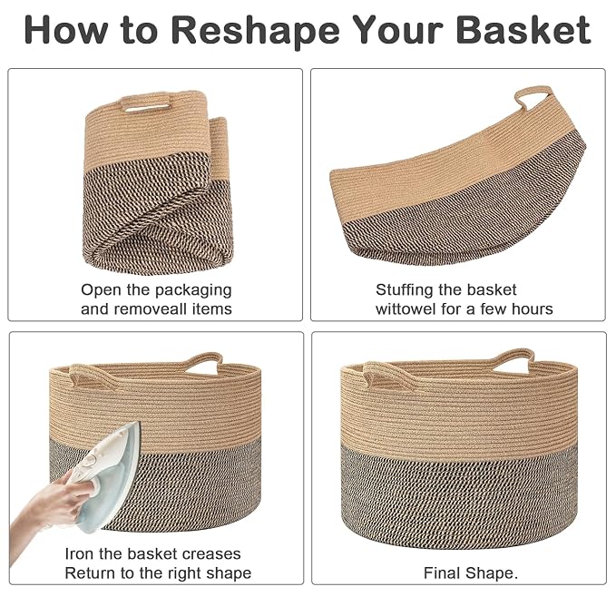 90L Extra Large Blanket Basket,Woven Rope Laundry Basket-Mixed Pink | Collapsible, reinforced handles, nursery storage bin organizes clothes, toys and pillows for living room, bedroom bathroom