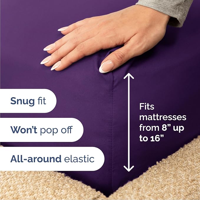 Queen Size 4 Piece Sheet Set - Comfy Breathable & Cooling Sheets - Purple | Hotel Luxury Bed Sheets for Women & Men, Deep Pockets, Easy-Fit, Extra Soft and Wrinkle Free Sheets, Oeko-Tex Bed Sheet Set