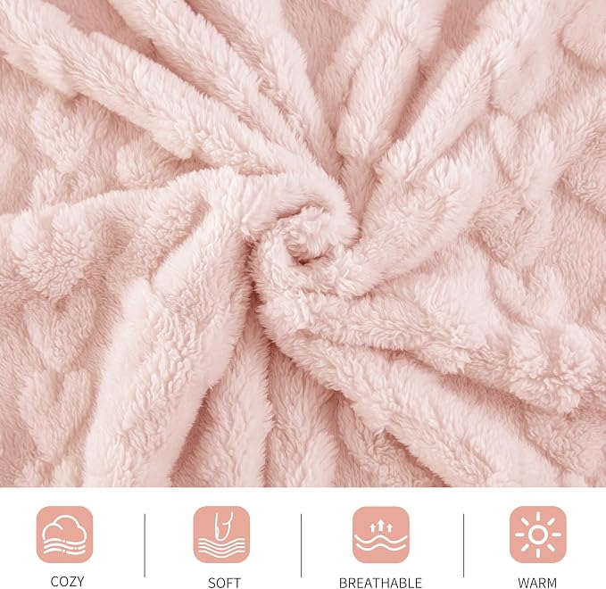 Aganear Fleece Throw Blanket for Couch Sofa 60"x80" Pink | Lightweight Fuzzy Throw,Warm Gift for Women,Christmas,Housewarming,Soft,Boho Design for Room Home Decor,All-Season Use