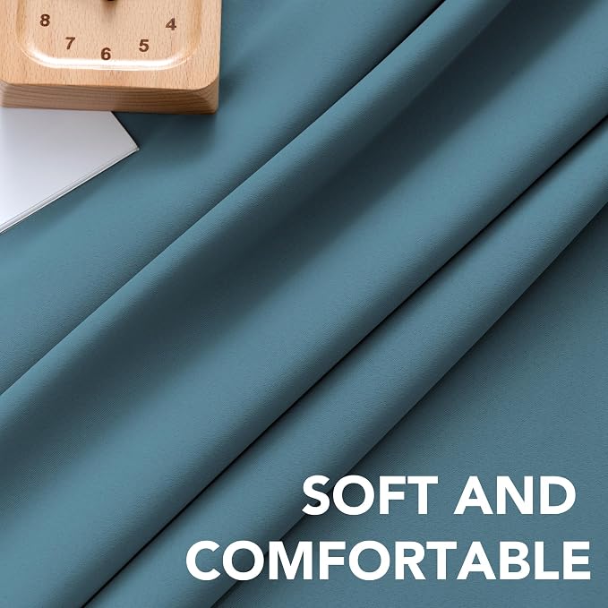 H.VERSAILTEX Blackout Curtains Thermal Insulated Window Treatment Panels Room Darkening Blackout Drapes for Living Room Back Tab/Rod Pocket Bedroom Draperies (2 Panels, Storm Blue, 52 x 96 Inch)