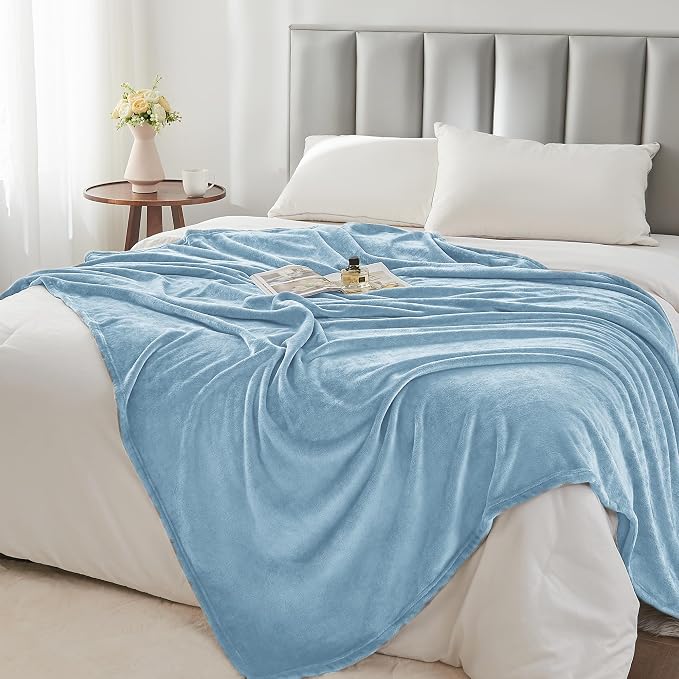 BEDELITE Fleece Blanket Soft Plush King Bed Blanket Washed Blue 108"x90" | Ultra Soft Fleece, Plush Microfiber, Lightweight Warmth, All Season Comfort, Fade Resistant, Machine Washable