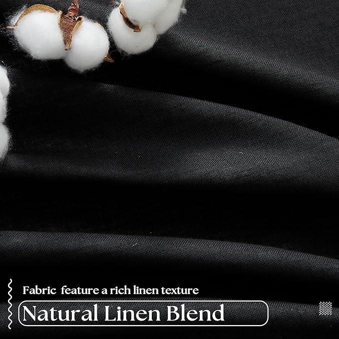 Black Pleat Linen Blackout 102 Inch Curtains for Bedroom 2 Panels | 100% Black Out Thermal Insulated, Pinch Pleat with Rings Hooks, Room Darkening Drapes with Liner, for Living Room W40xL102