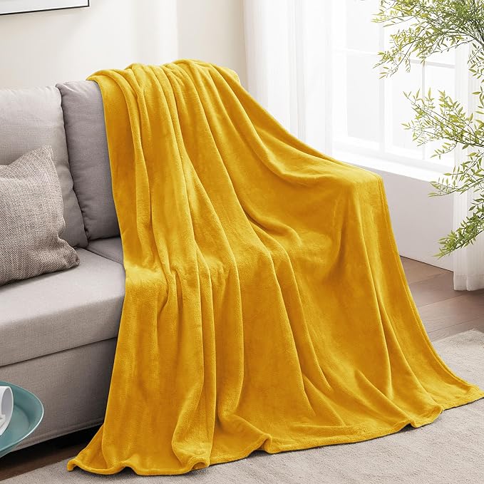 BEDELITE Fleece Blanket Soft Plush Twin Size Blanket Yellow 60"x80" | Ultra Soft Fleece, Plush Microfiber, Lightweight Warmth, All Season Comfort, Fade Resistant, Machine Washable, Couch Sofa Bed