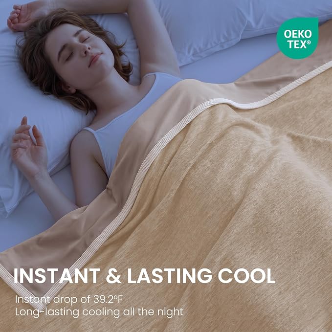 Topcee Cooling Blanket for Night Sweats Absorbs Heat to Keep Adults, Children Cool on Warm Nights, Q-Max 0.5 Cooling Blankets for Hot Sleepers, Ultra-Cool Lightweight Sofa Throw Blanket (50"x70") | Absorbs Heat Cold Summer Blanket for Night Sweats & Me...
