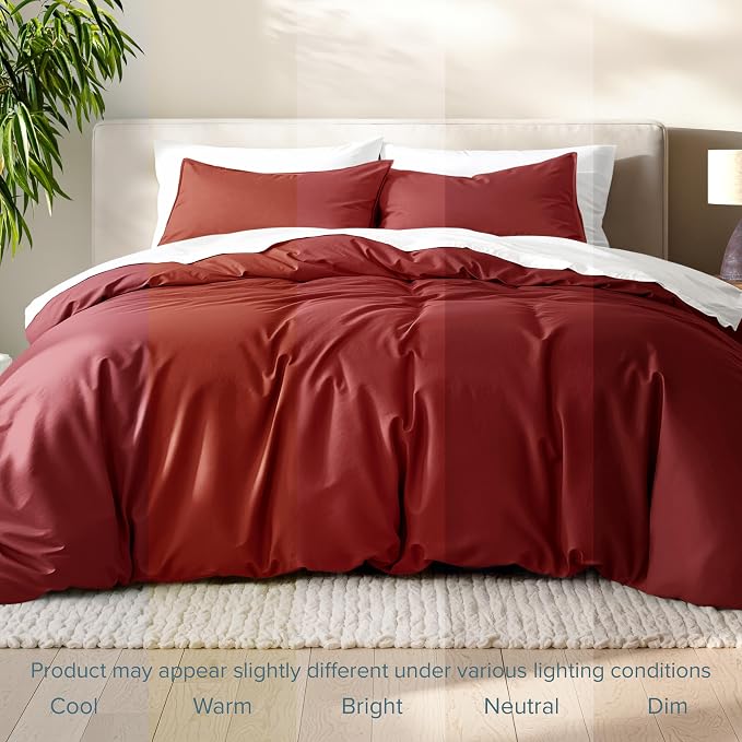 Bare Home Duvet Cover Set 1800 Ultra-Soft (California King, Rosewood) | Lightweight, Cooling, Breathable, Premium 1800 Ultra-Soft, All-Season