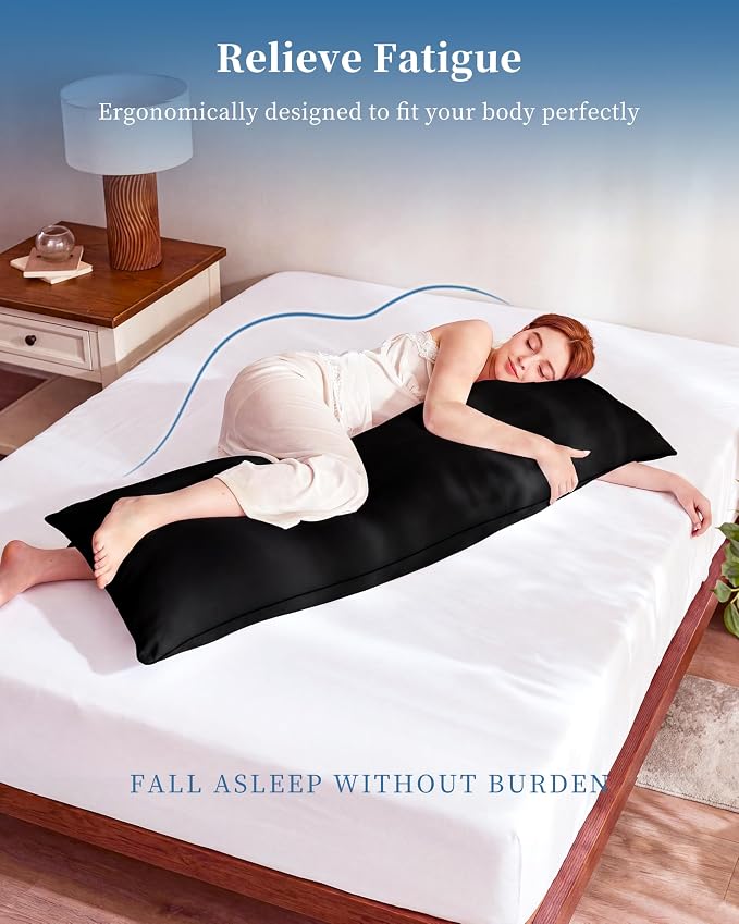 YZ HOME Full Body Pillow Insert -Large Long Bed Pillow for Side Sleeper | Full Body Pillow for Adults, Adjustable Height, Long Sleeping Breathable Bed Pillow-(Black, 20x54'')