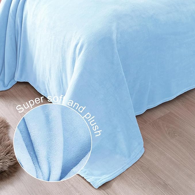 Exclusivo Mezcla Soft Fleece Throw Blanket for Couch, Ice Blue | 50x60 Inches, Double-Sided Brushed Flannel, Lightweight Plush Cozy Blanket for Home Decor, All Season, Machine Washable