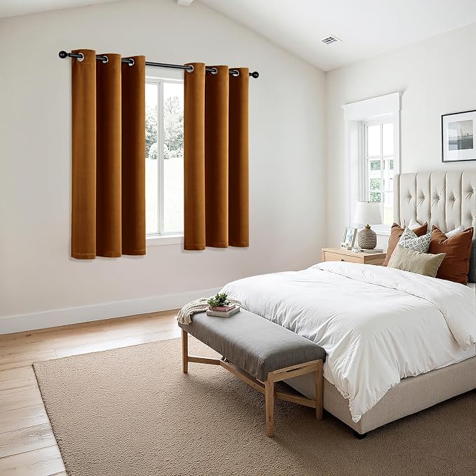 MIULEE Blackout Curtains for Bedroom 2 Panels 40 x 54 Inch Long Gold Brown | Thermal Insulated, Living Room Darkening Grommet Drapes, Noise Reducing, Light Blocking Window Treatments