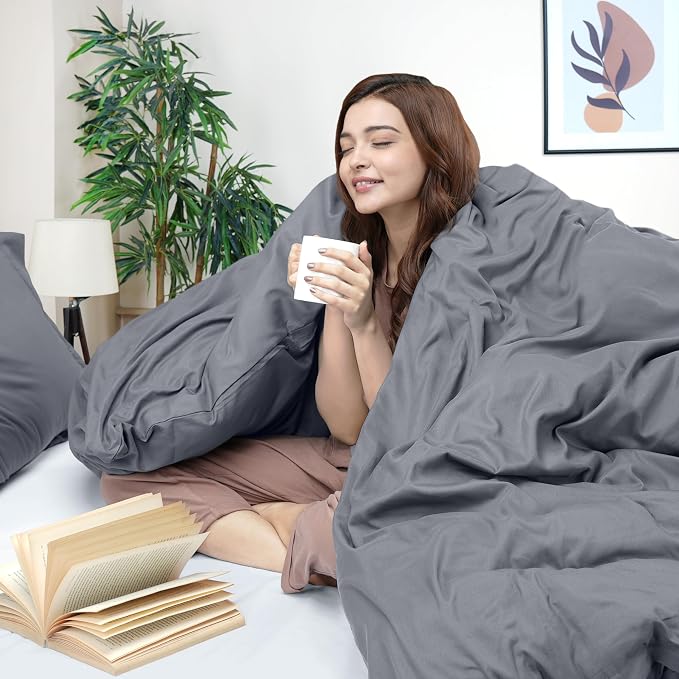 Duvet Cover Twin/Twin XL, 3 PC Cotton Like Polyester, Zipper Closure, Grey | Extra Soft and Breathable, Wrinkle & Fade Resistant, Includes Duvet Cover and 1 Pillow Sham, Comforter Not Included, OekoTex