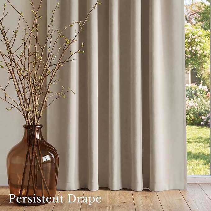 NICETOWN Cream Blackout Curtains for Bedroom 42" Wide x 63" Long 2 Panels | Window Treatment Thermal Insulated Rod Pocket Drapes for Kitchen, Light Blocking Noise Reducing Room Darkening Home Decor