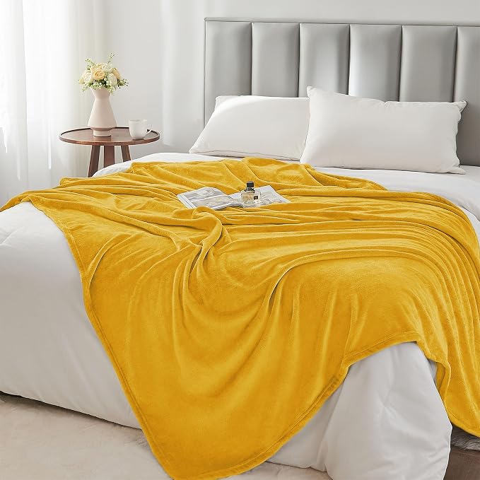 BEDELITE Fleece Blanket Soft Plush Twin Size Blanket Yellow 60"x80" | Ultra Soft Fleece, Plush Microfiber, Lightweight Warmth, All Season Comfort, Fade Resistant, Machine Washable, Couch Sofa Bed