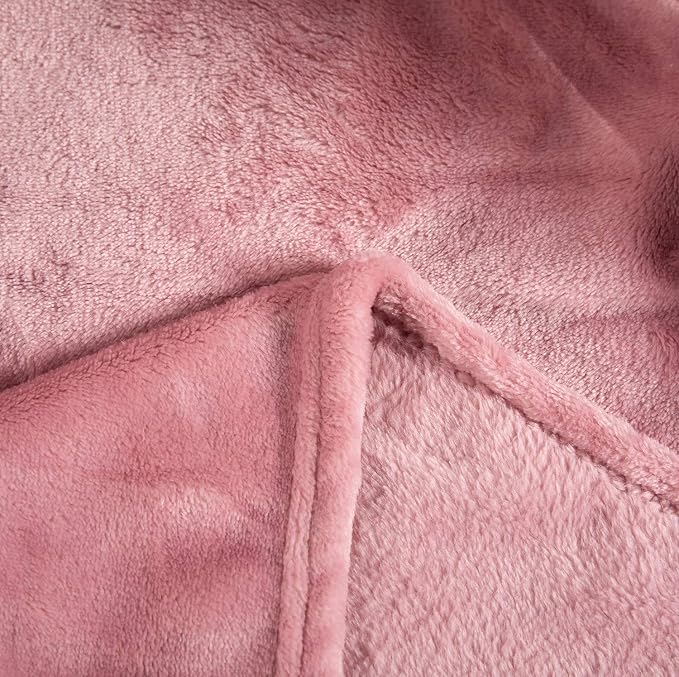 TASTHROW Large Flannel Fleece Throw Blanket, 50×70 Inch - Pink | Cozy Lightweight Thick Blanket - All Seasons Suitable for Women, Men and Kids (Two Pack)