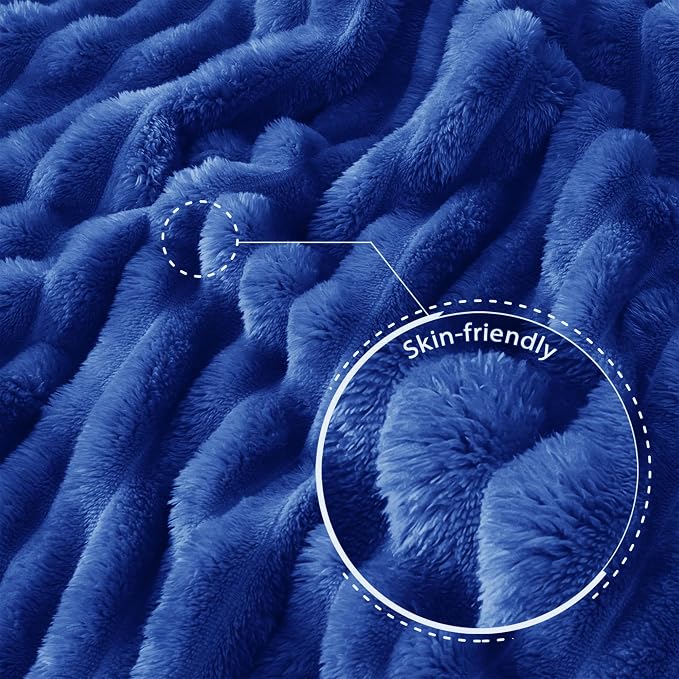 Exclusivo Mezcla Striped King Size Fleece Blanket for Bed, Couch, 90"x104" | Soft Breathable Cozy Bed Blankets, Lightweight Plush Fluffy Fuzzy Jacquard Decorative Blankets