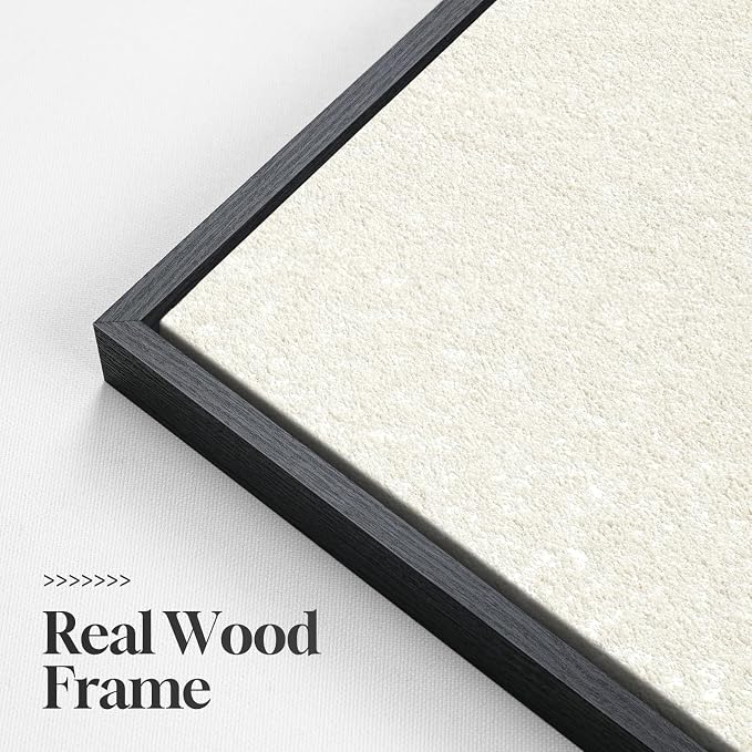 3D Large Framed Black and White Abstract Wall Art for Living Room, 3 Piece | Wood Frames, Sandstone Textured Paintings, Modern Artwork for Walls, 24x36 In Geometric Pictures Wall Decor Bedroom Office