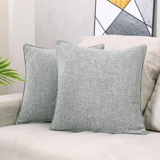 HPUK Throw Pillow Covers 18x18, Set of 2, Grey Solid Couch Pillow Covers | Polyester fabric, solid-color design, hidden zippers, machine washable, for sofas and beds, inserts not included