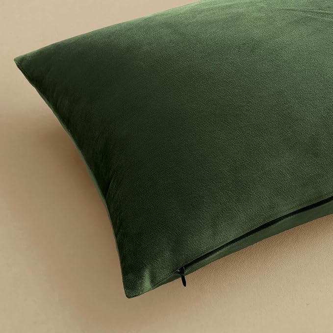 MIULEE Velvet Throw Pillow Covers 18x18 Inch Pack of 2 Moss Green | Soft Solid Decorative Pillow Covers, Modern Luxury Home Decor, for Couch Chair Sofa Bedroom Livingroom