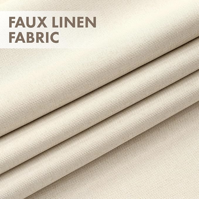 MIULEE 100% Blackout Linen Curtains for Bedroom 40W x 108L Cream Beige | 2 Panels, 108 inches Long, Thermal Insulated, Room Darkening, Black Out Drapes for Living Room, Back Tab Rod Pocket