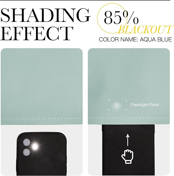 NICETOWN Aqua Blue Blackout Curtains for Camper 42" w x 36" L 2 Panels | Kitchen Short Drapes Thermal Insulated Rod Pocket Window Treatment Draperies for Nursery Bedroom Light Blocking Home Decor