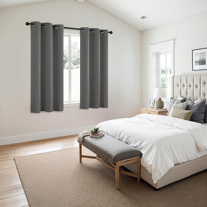 MIULEE Blackout Curtains for Bedroom 2 Panels 40 x 54 Inch Long Gray | Thermal Insulated, Living Room Darkening Grommet Drapes, Noise Reducing, Light Blocking Window Treatments